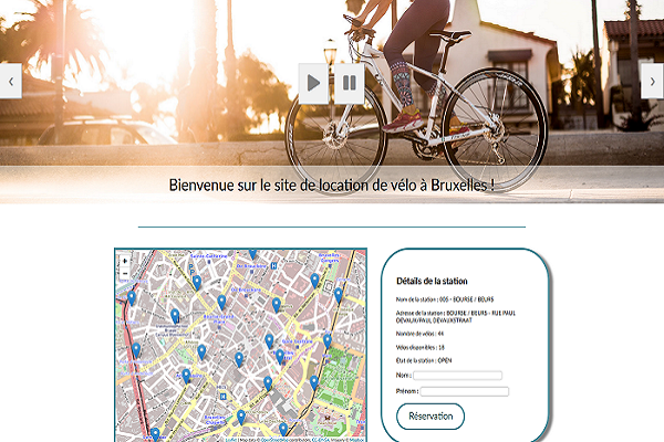 Image amenant à l'application Web de location de vélo de la ville de Bruxelles.